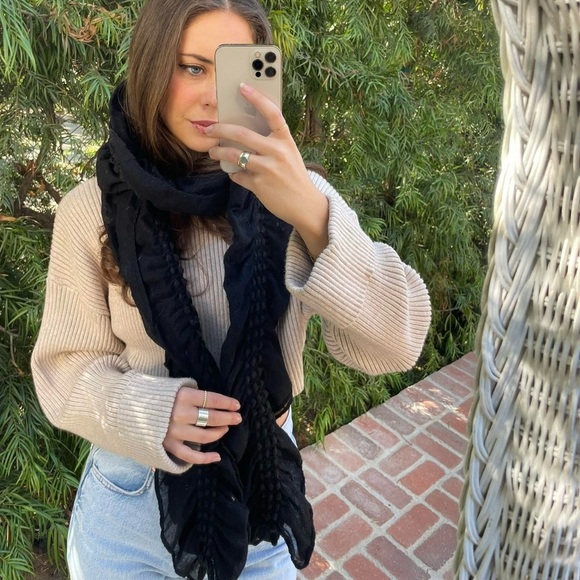 Free people Black chic ruffle scarf - Picture 3 of 4